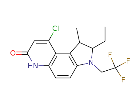 (+/-)-9-chloro-2-ethyl-1-methyl-3-(2,2,2-trifluoro-ethyl)-1,2,3,6-tetrahydro-pyrrolo[3,2-f]-quinolin-7-one